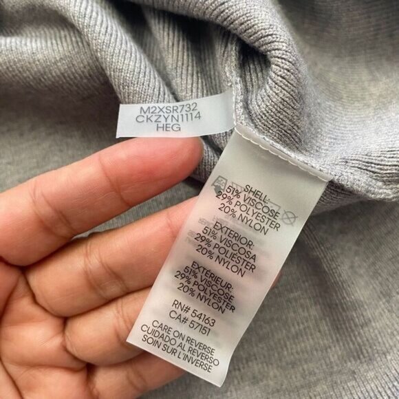 Calvin Klein Women's Shirt V-Neck Long Sleeve Sequin Collared Gray Size M New - Picture 11 of 14